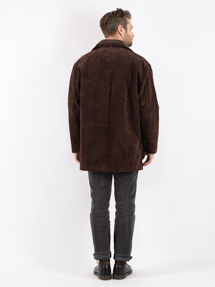Vintage 90's Men Suede Sherpa Coat in Brown