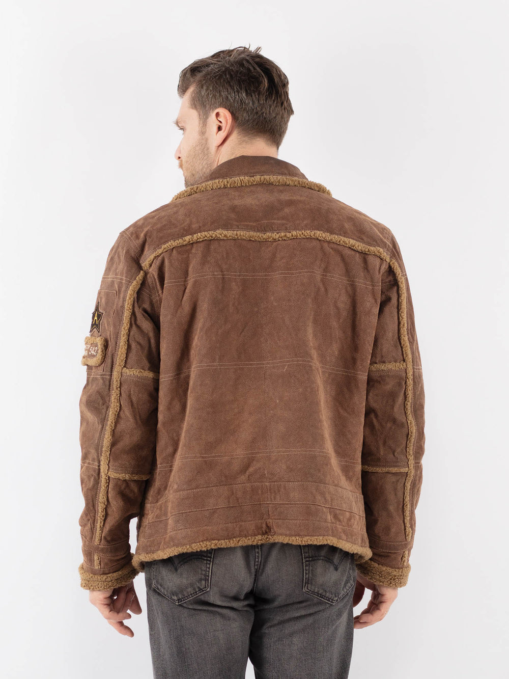 Vintage 90's Men Suede Jacket in BeigeZ1106