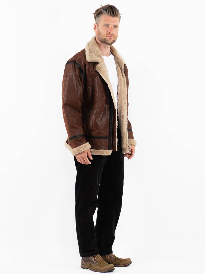 Vintage 90's Men Suede Sherpa Jacket in BrownZ1833