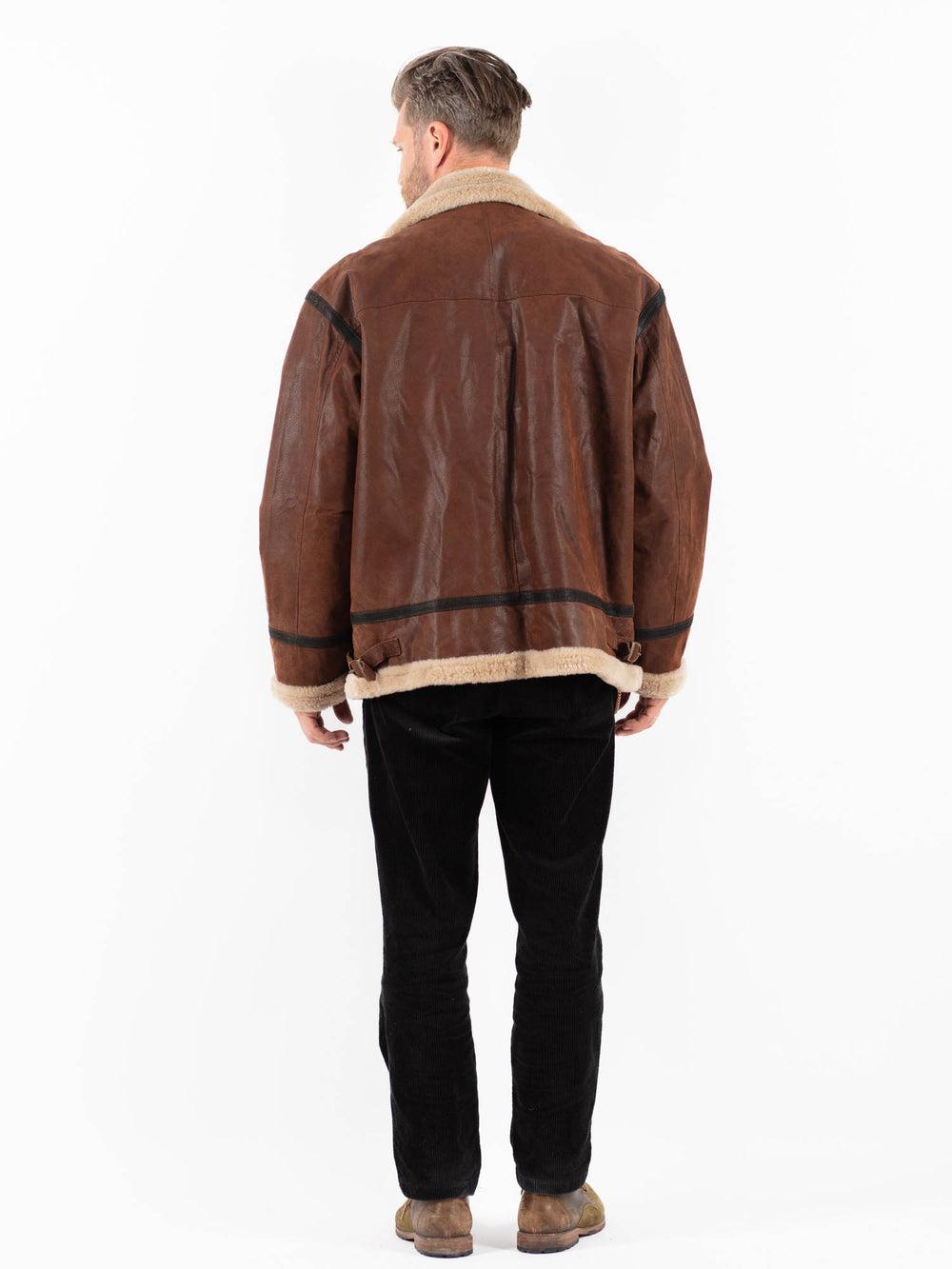 Vintage 90's Men Suede Sherpa Jacket in BrownZ1833