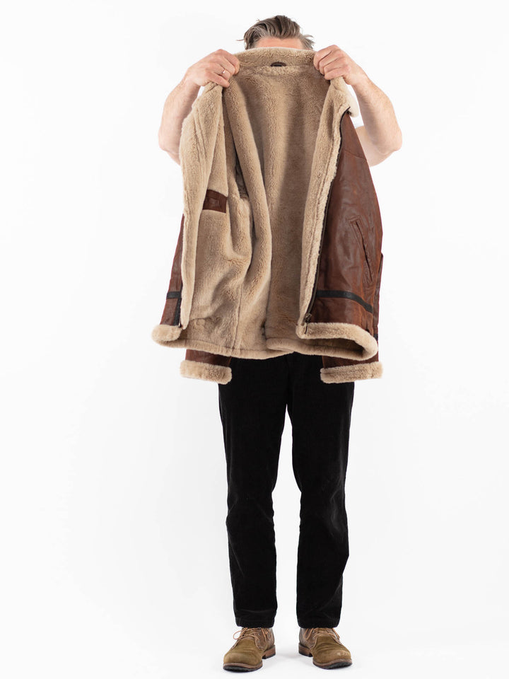 Vintage 90's Men Suede Sherpa Jacket in BrownZ1833