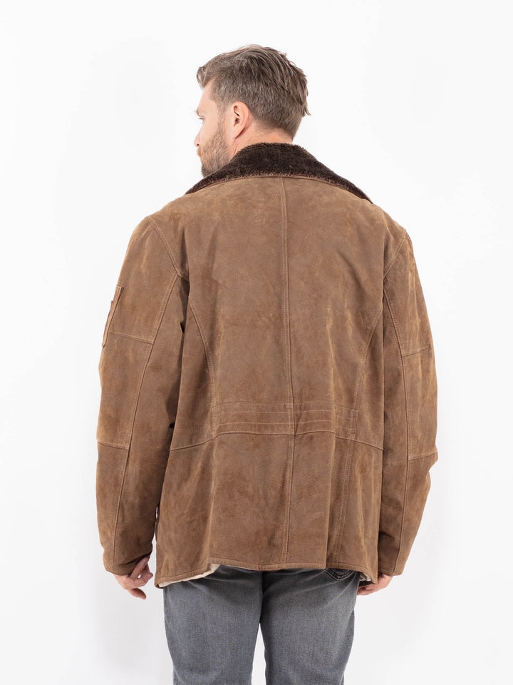 Vintage 90's Men Suede Sherpa Jacket in BrownZ2284
