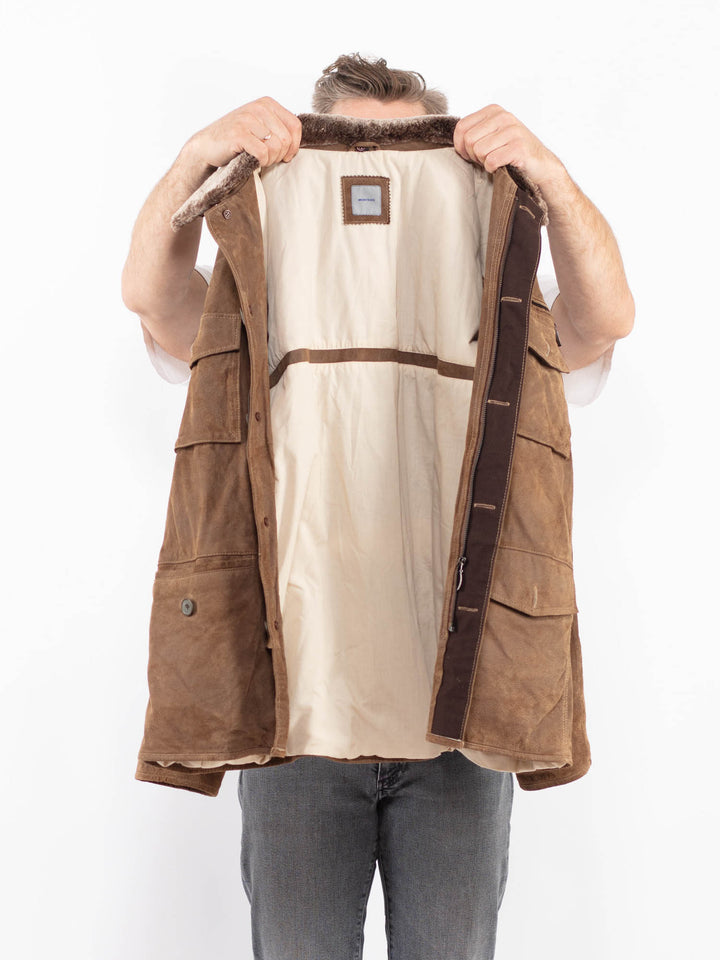 Vintage 90's Men Suede Sherpa Jacket in BrownZ2284