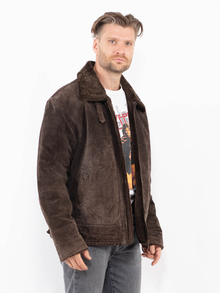 Vintage 90's Men Suede Sherpa Jacket in BrownZ2062