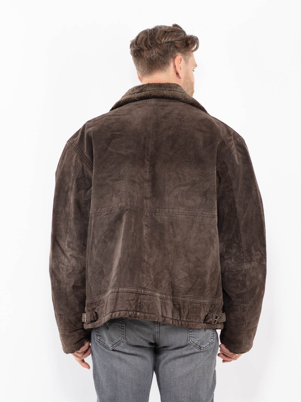 Vintage 90's Men Suede Sherpa Jacket in BrownZ2062