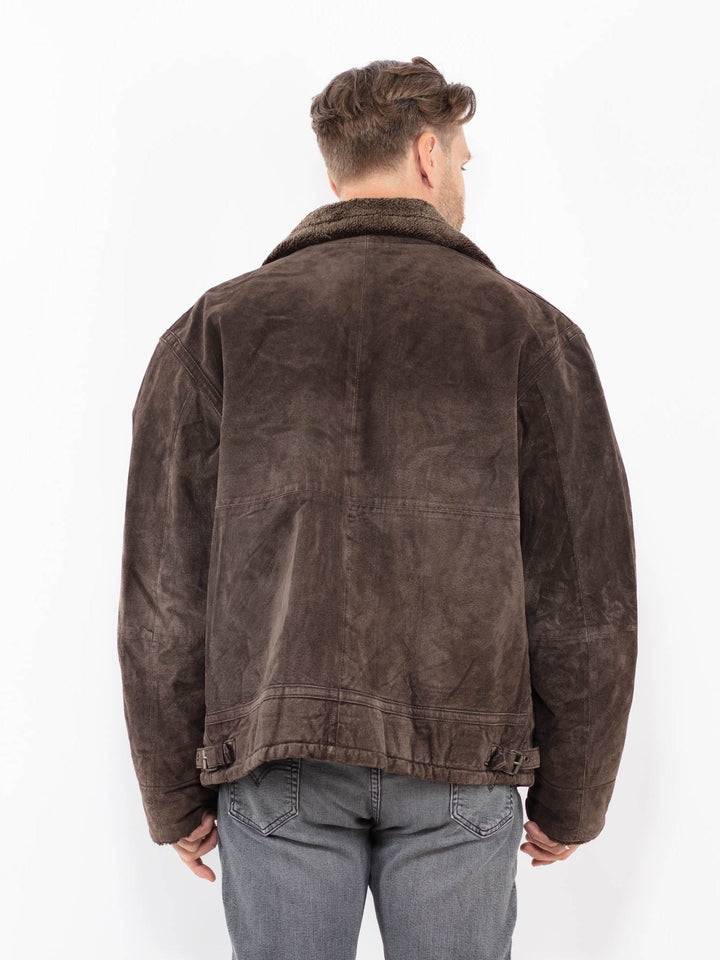 Vintage 90's Men Suede Sherpa Jacket in BrownZ2062