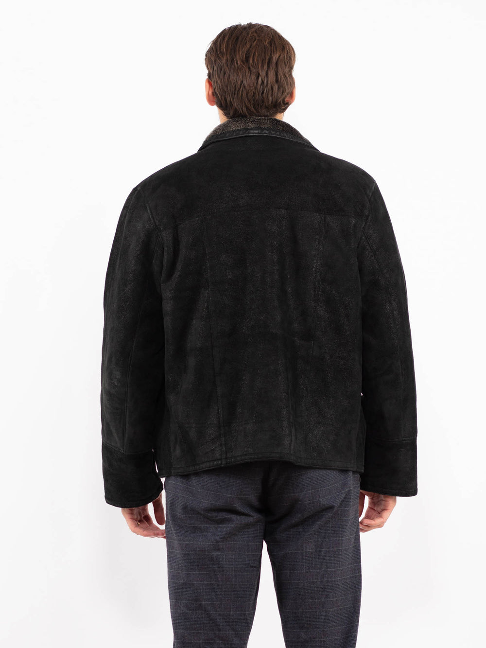 Vintage 90's Men Suede Sherpa Jacket in BlackZ2251