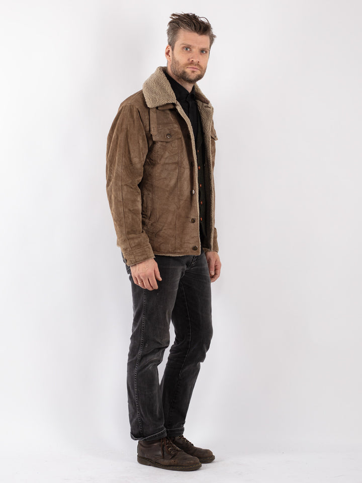 Vintage 90's Men Suede Sherpa in Beige