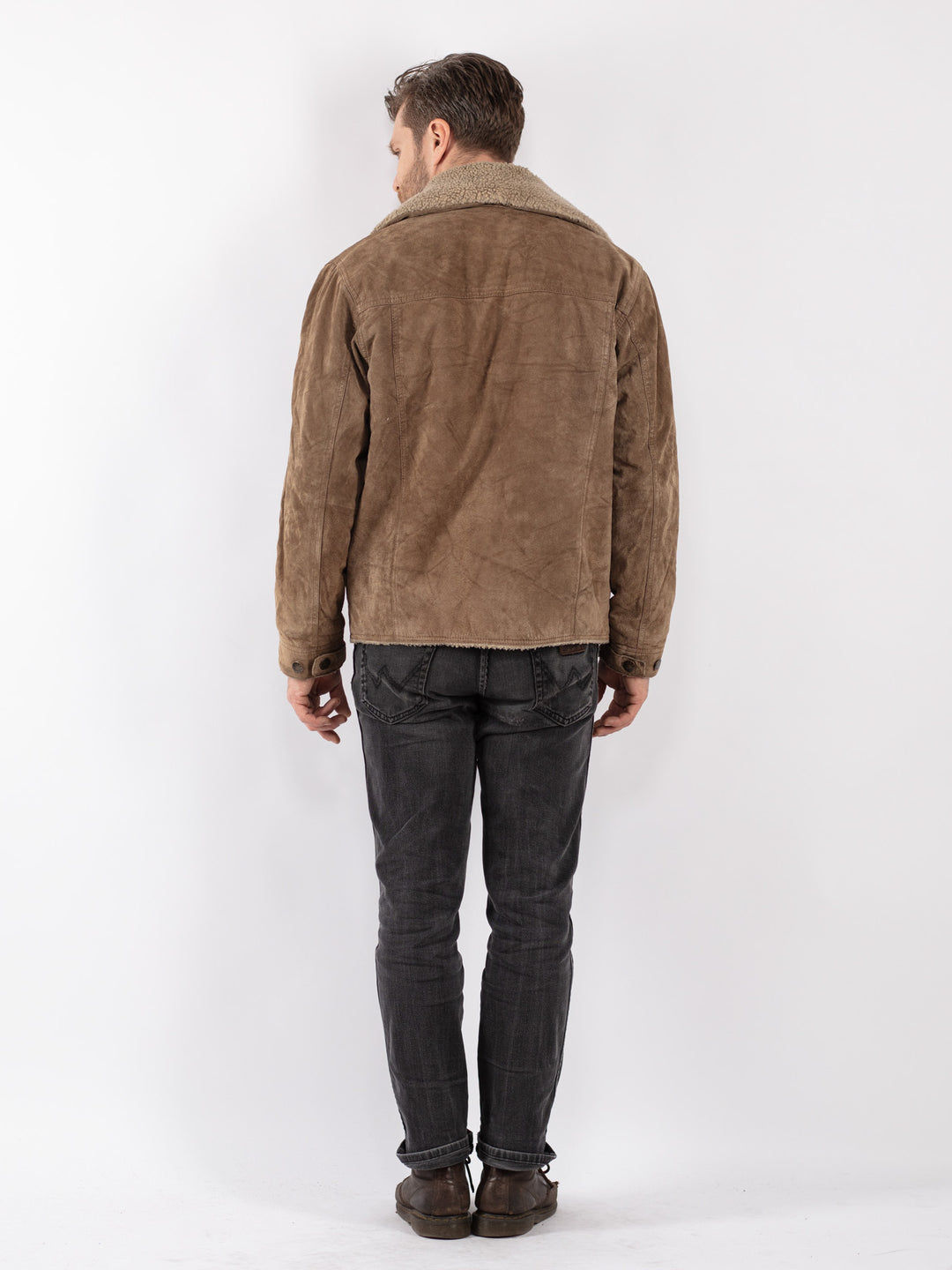 Vintage 90's Men Suede Sherpa in Beige