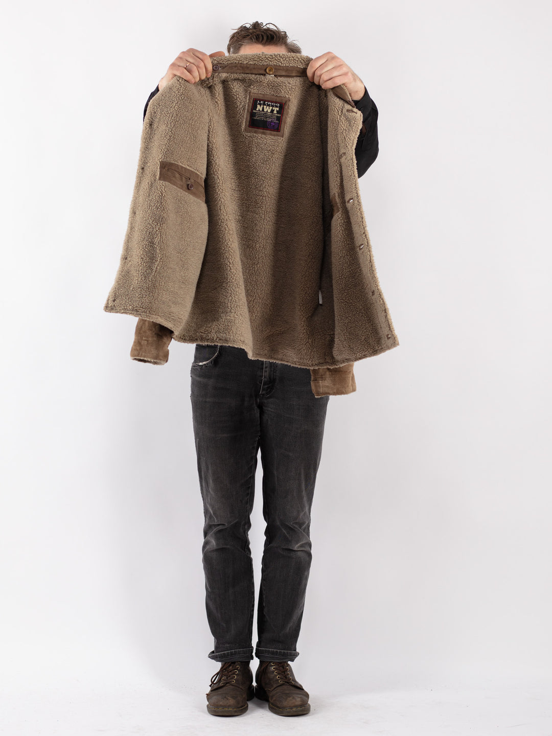 Vintage 90's Men Suede Sherpa in Beige