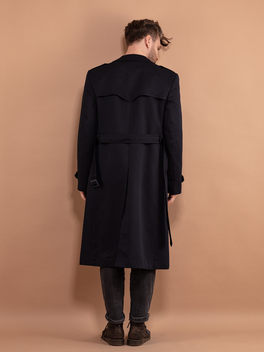 Vintage 90's Men Trench Coat in Blue - NorthernGrip