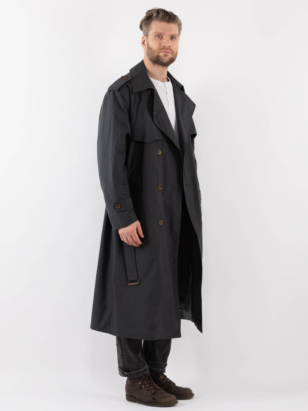 Vintage 90's Men Trench Coat in GrayZ933