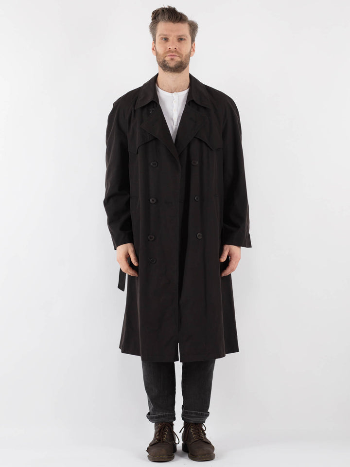 Vintage 90's Men Trench Coat in Gray
