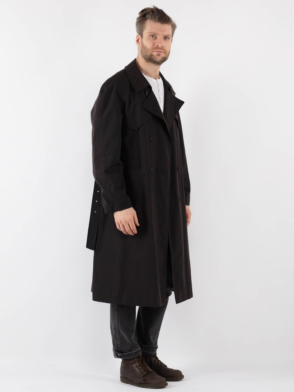 Vintage 90's Men Trench Coat in Gray