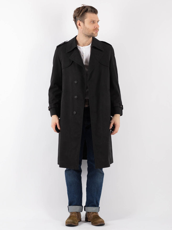 Vintage 90's Men Trench Coat in BlackZ1216