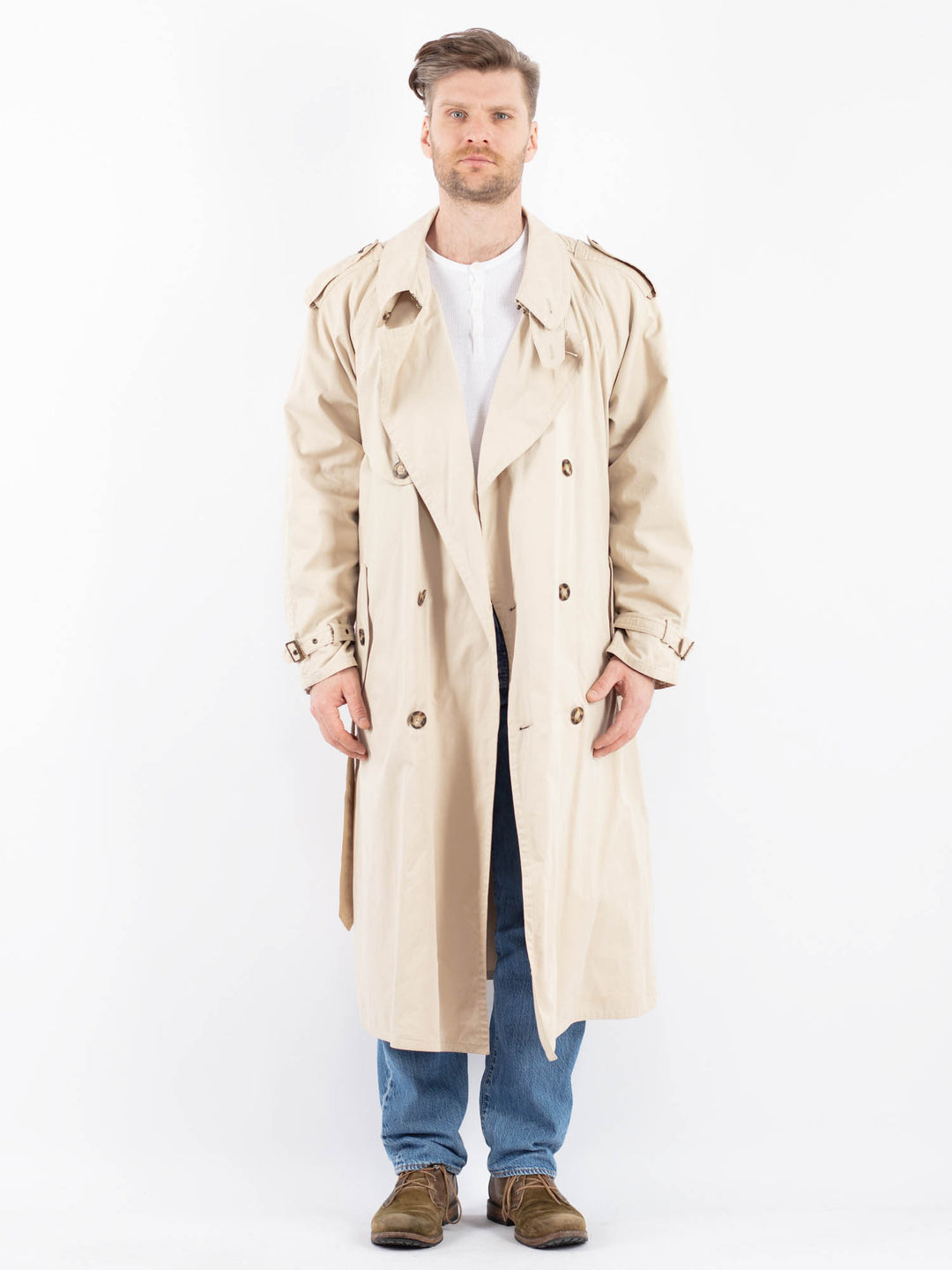 Vintage 90's Men Trench Coat in BeigeZ1459