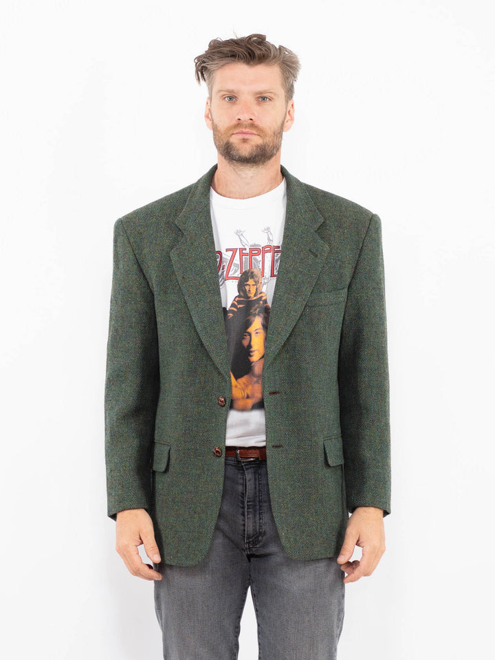 Vintage 90's Men Harris Tweed Jacket in Green
