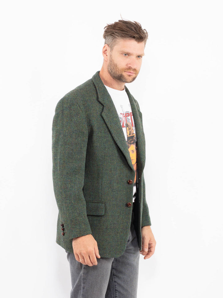 Vintage 90's Men Harris Tweed Jacket in Green