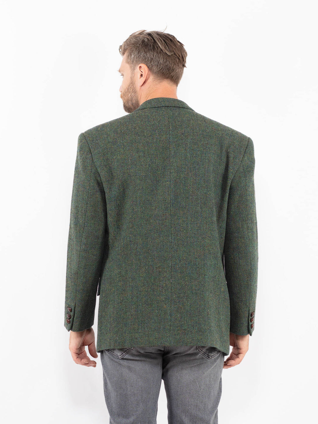 Vintage 90's Men Harris Tweed Jacket in Green