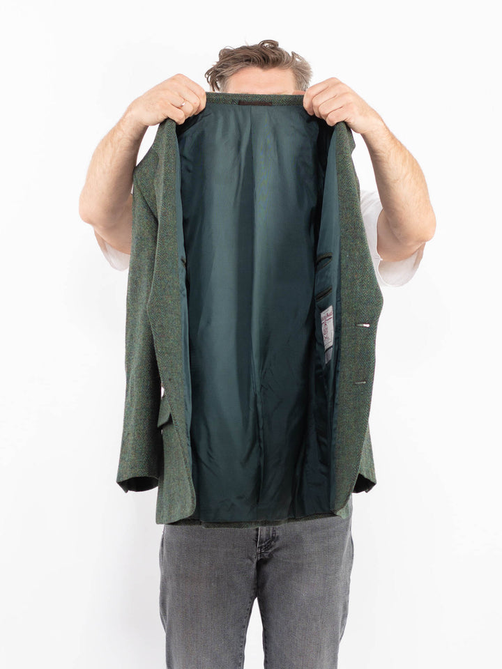 Vintage 90's Men Harris Tweed Jacket in Green