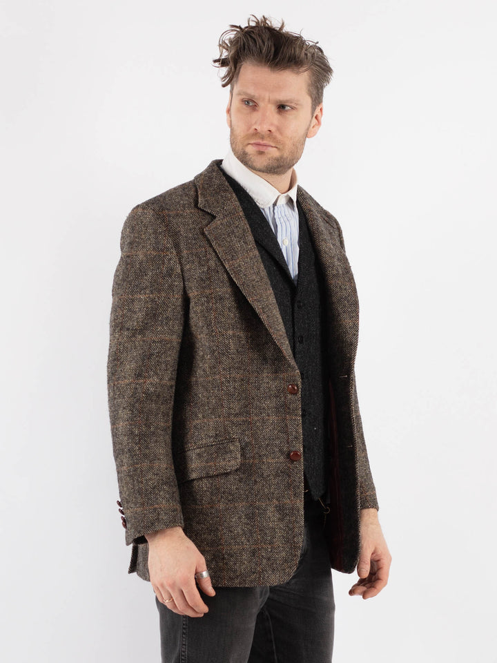 Vintage 90's Men Harris Tweed Jacket in Beige - NorthernGrip