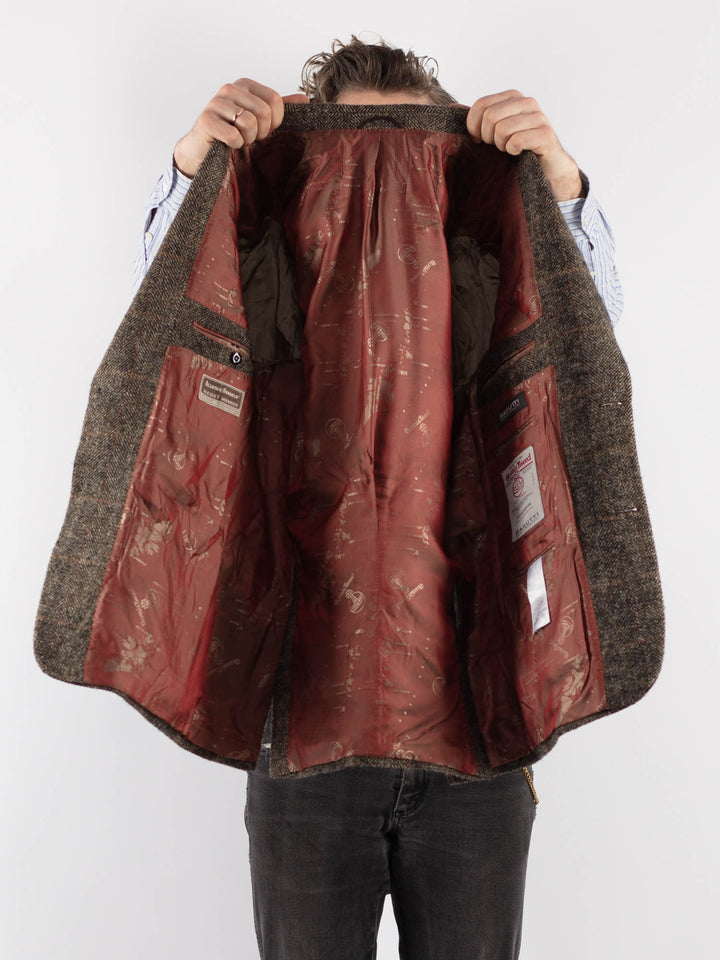 Vintage 90's Men Harris Tweed Jacket in Beige - NorthernGrip