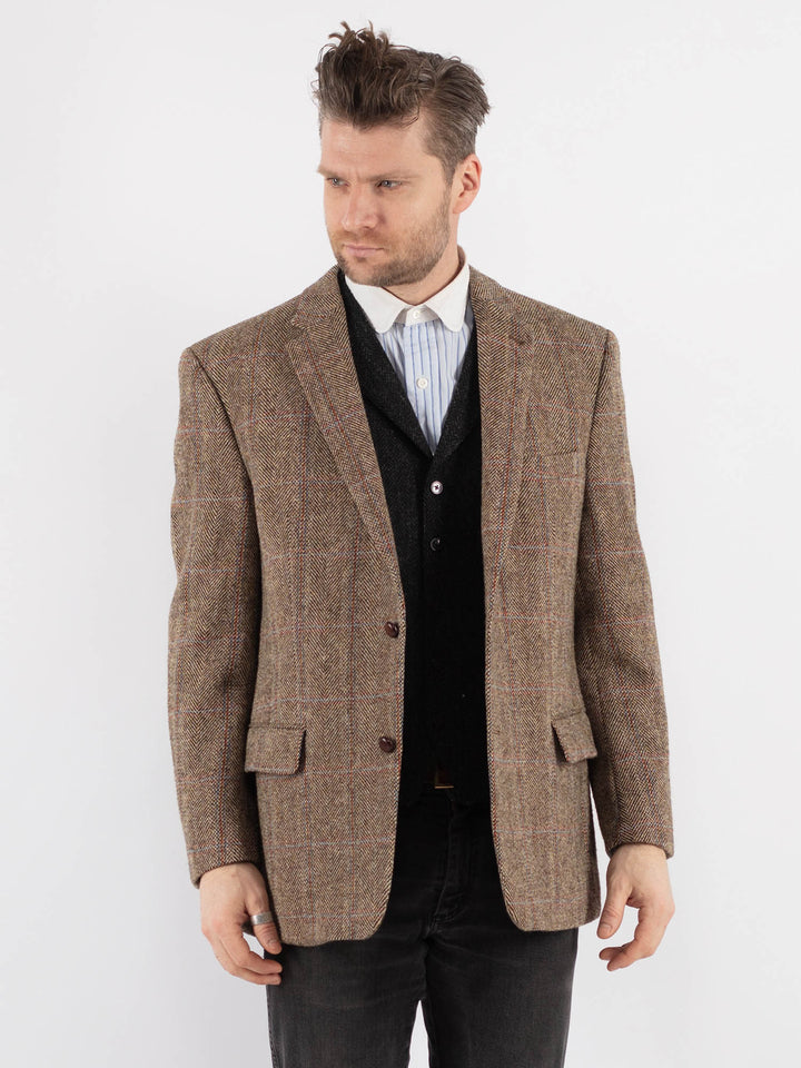 Vintage 90's Men Harris Tweed Jacket in Beige - NorthernGrip