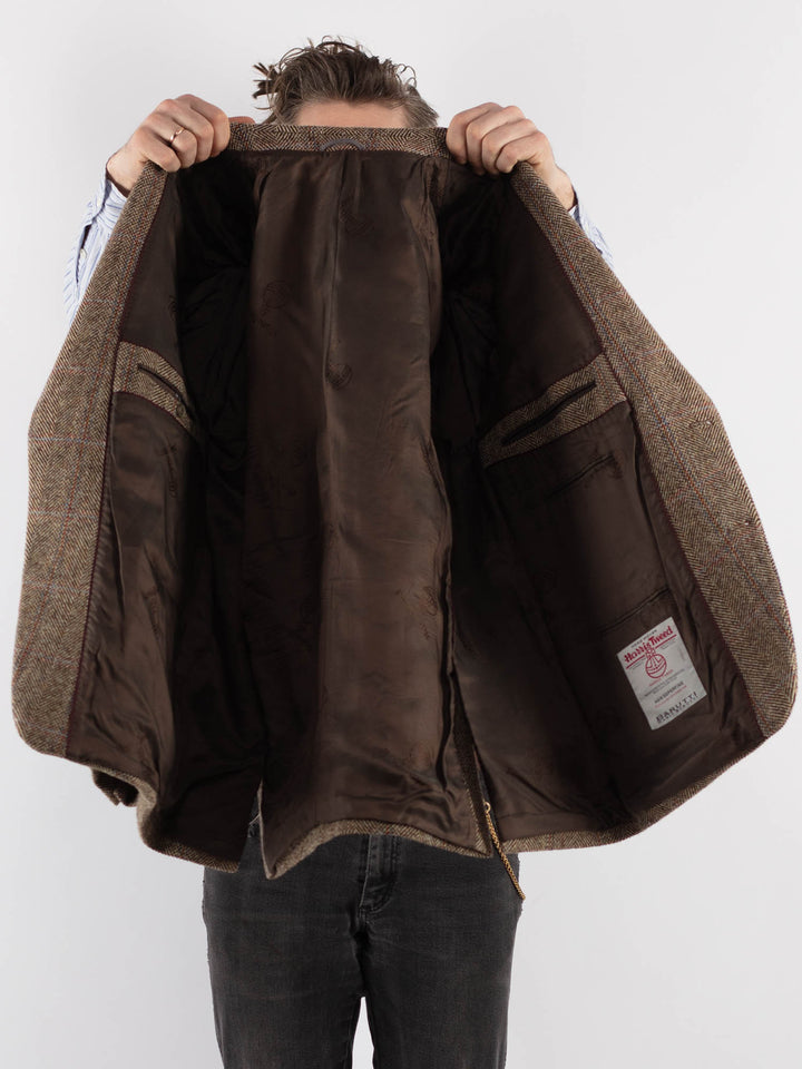 Vintage 90's Men Harris Tweed Jacket in Beige - NorthernGrip