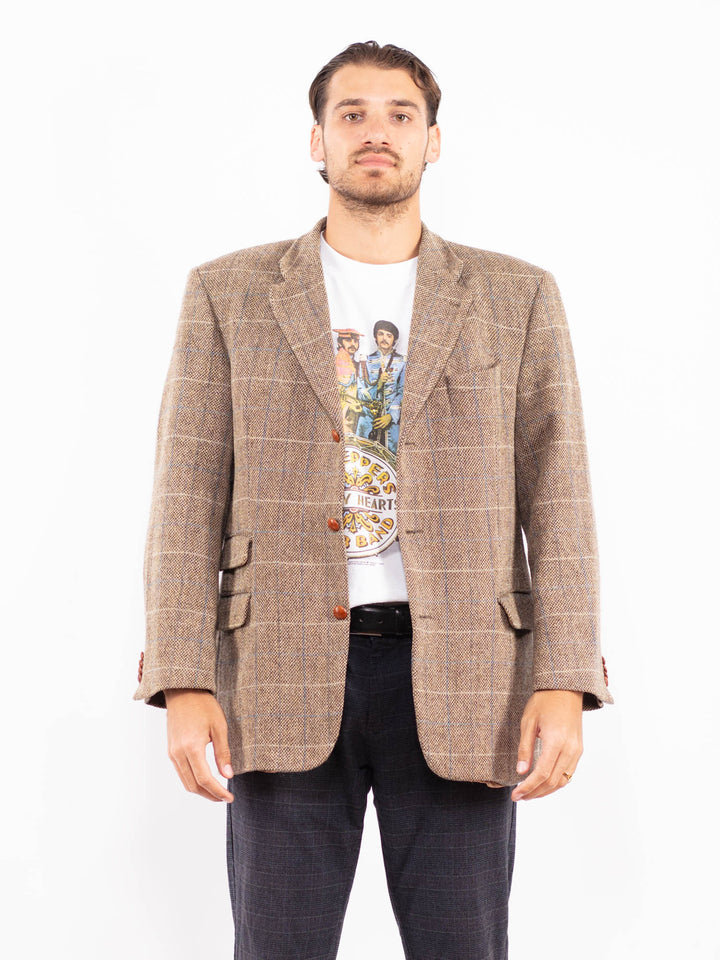 Vintage 90's Men Harris Tweed Jacket in Beige