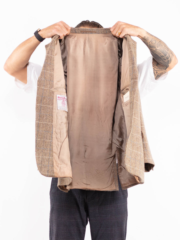 Vintage 90's Men Harris Tweed Jacket in Beige