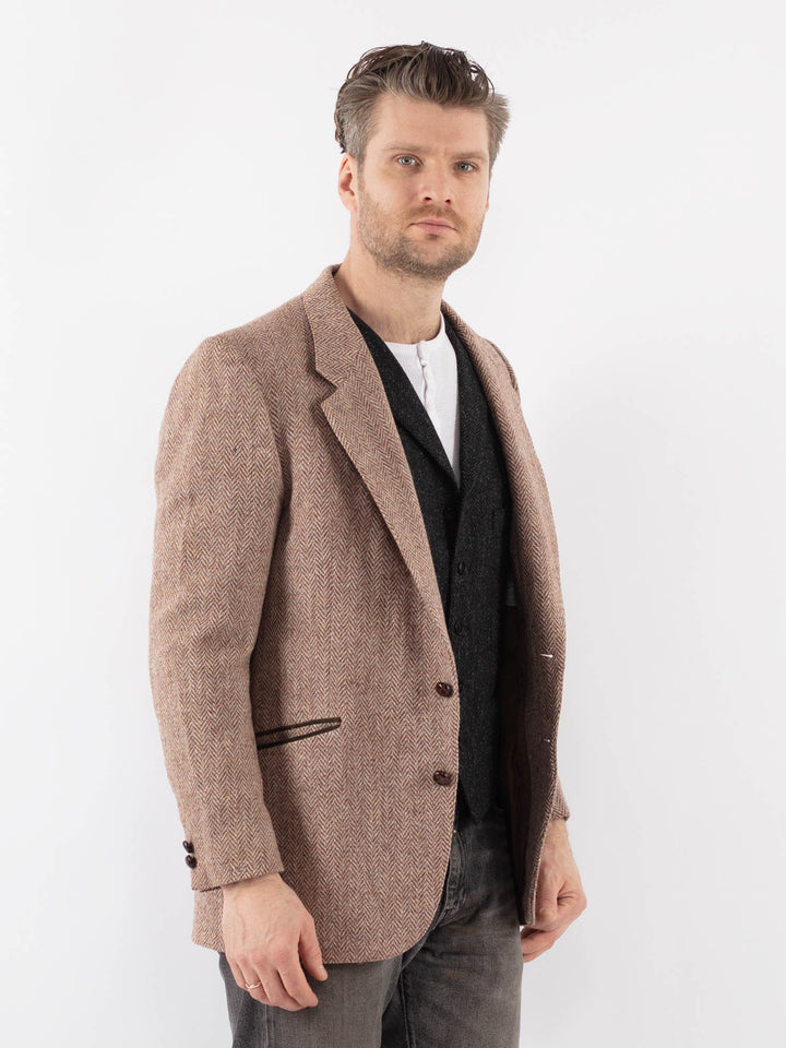 Vintage 90's Men Harris Tweed Jacket in Beige