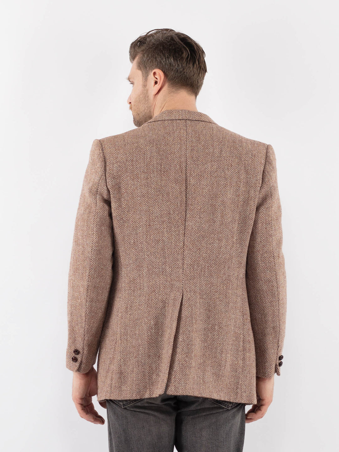 Vintage 90's Men Harris Tweed Jacket in Beige
