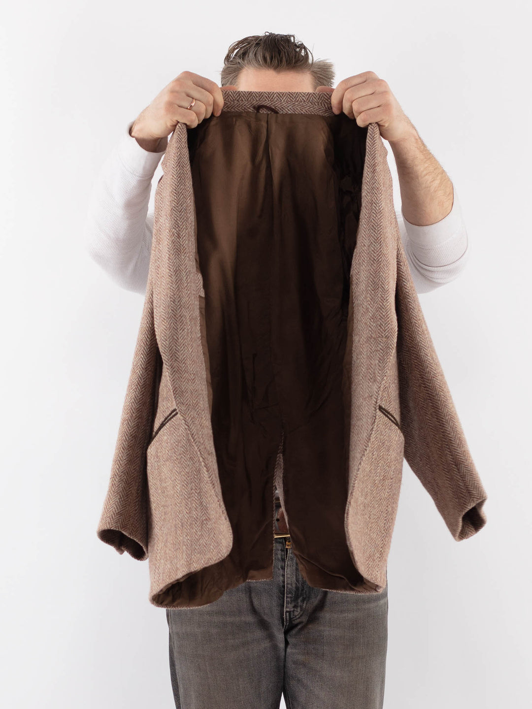 Vintage 90's Men Harris Tweed Jacket in Beige