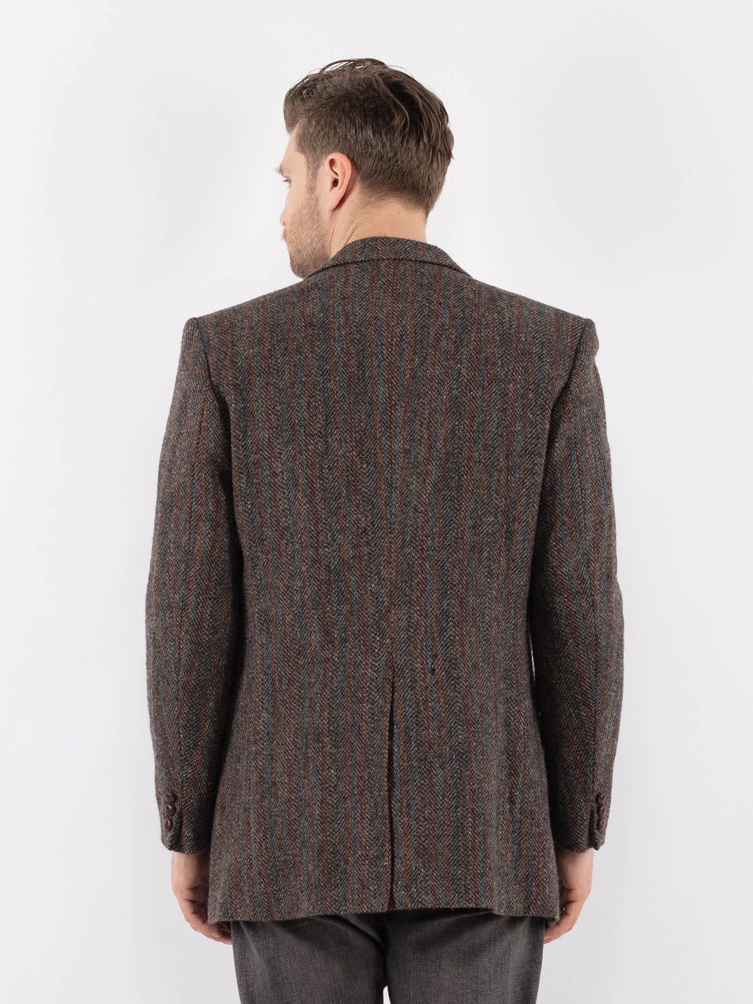 Vintage 90's Men Harris Tweed Jacket in Gray Brown