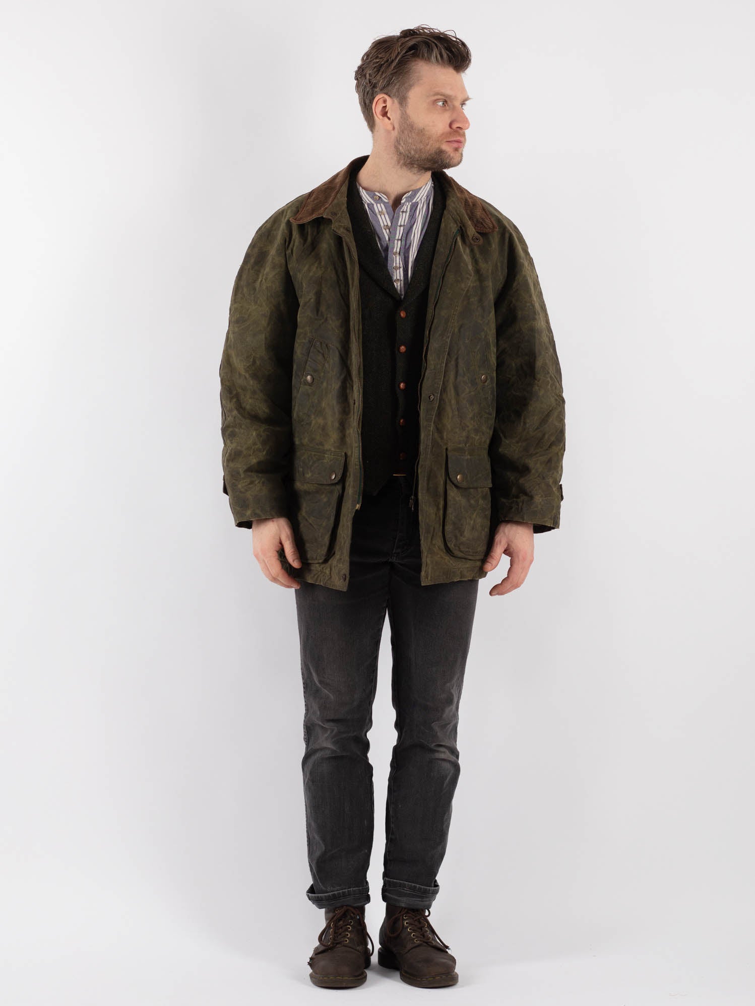 Online Vintage Store | Vintage 90's Men Waxed Canvas Jacket in