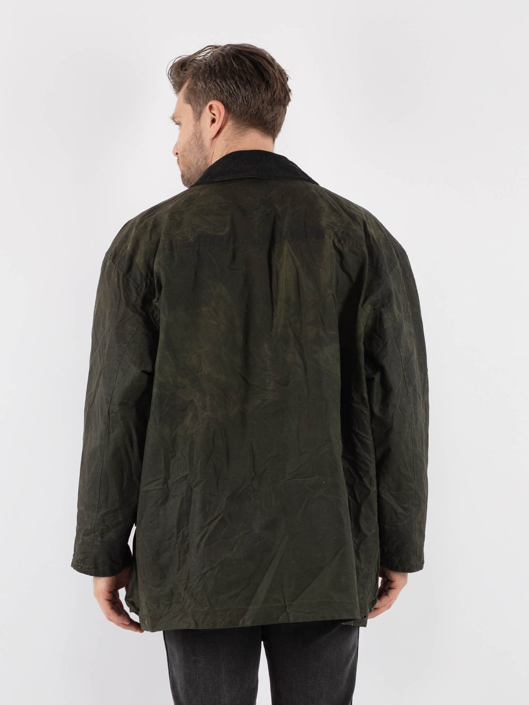Vintage 90's Men Waxed Canvas Jacket in GreenZ687