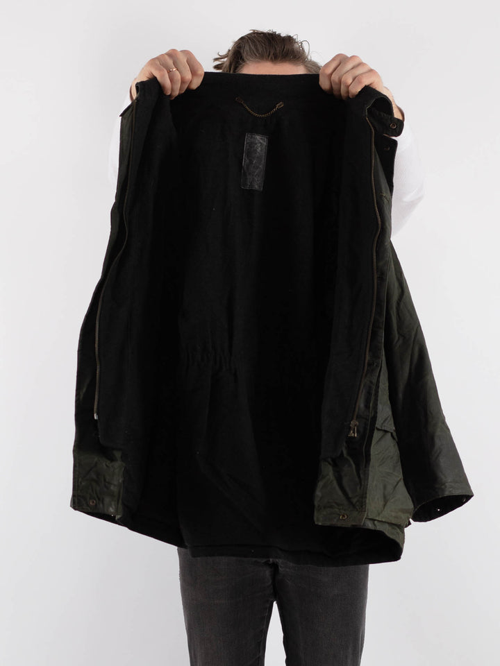 Vintage 90's Men Waxed Canvas Jacket in GreenZ687