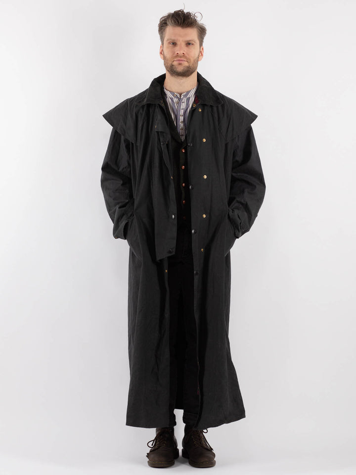 Vintage 90's Men Backhouse Waxed Canvas Maxi Coat in Gray - NorthernGrip