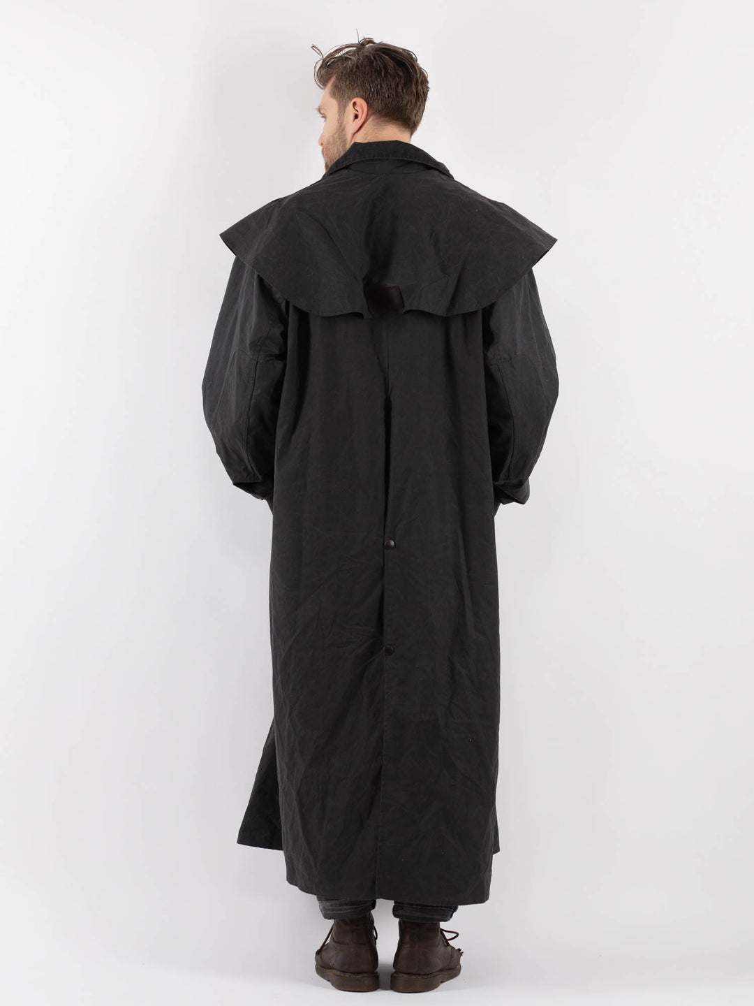 Vintage 90's Men Backhouse Waxed Canvas Maxi Coat in Gray - NorthernGrip