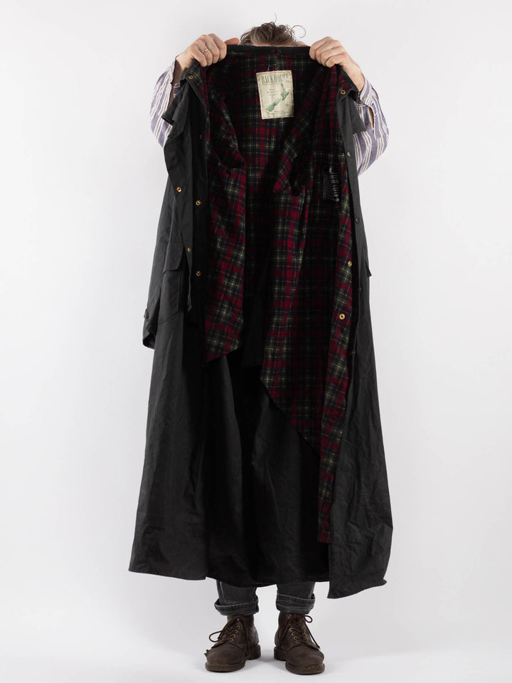 Vintage 90's Men Backhouse Waxed Canvas Maxi Coat in Gray - NorthernGrip