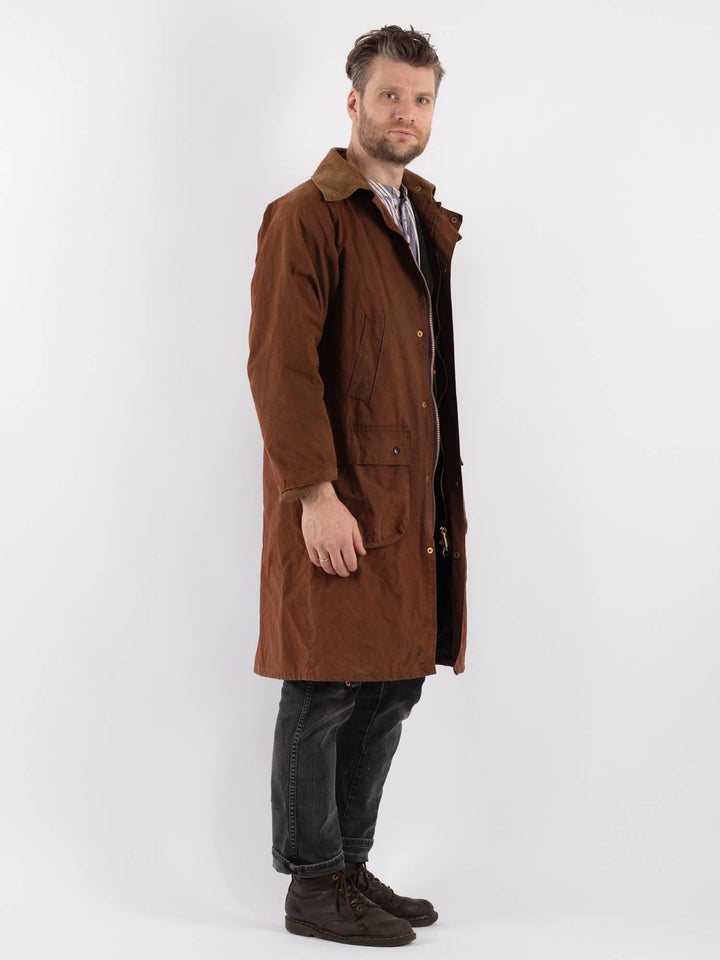 Vintage 90's Men Waxed Canvas Coat in Brown - NorthernGrip