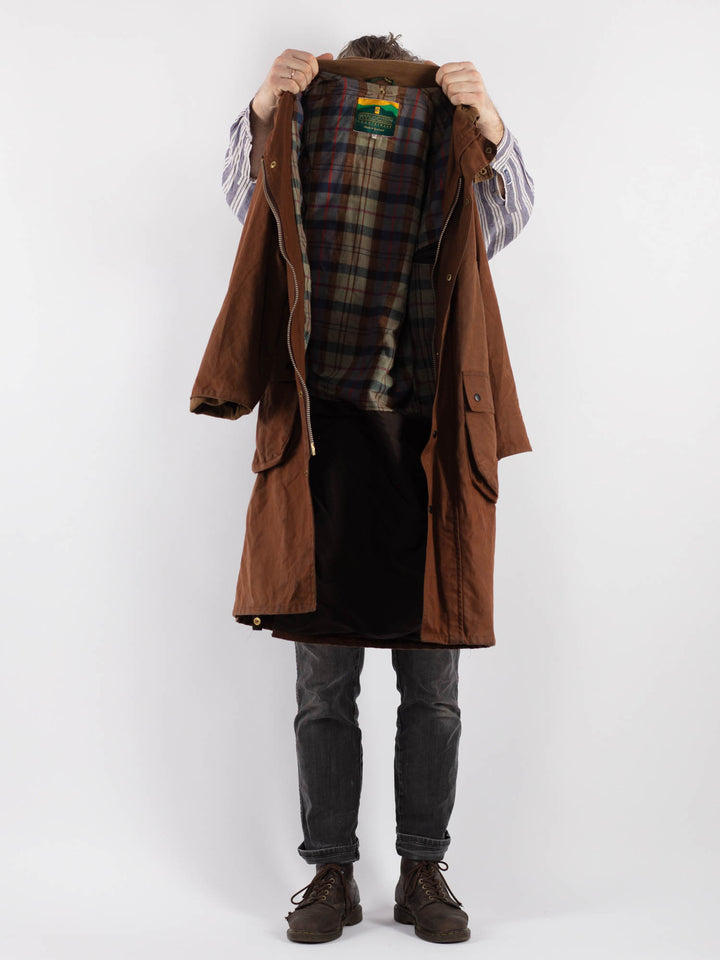 Vintage 90's Men Waxed Canvas Coat in Brown - NorthernGrip