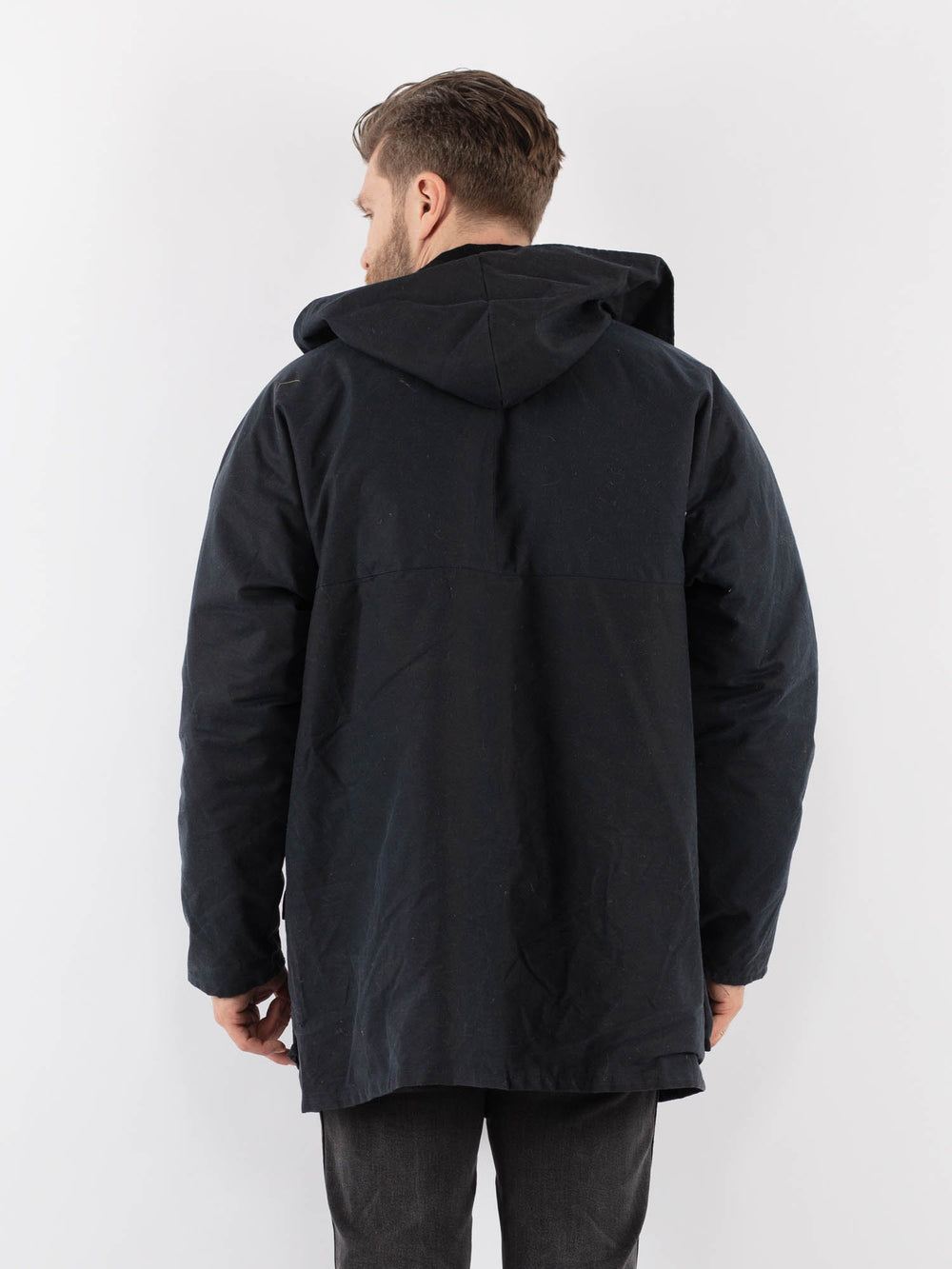 Vintage 90's Men Waxed Canvas Jacket in BlueZ918