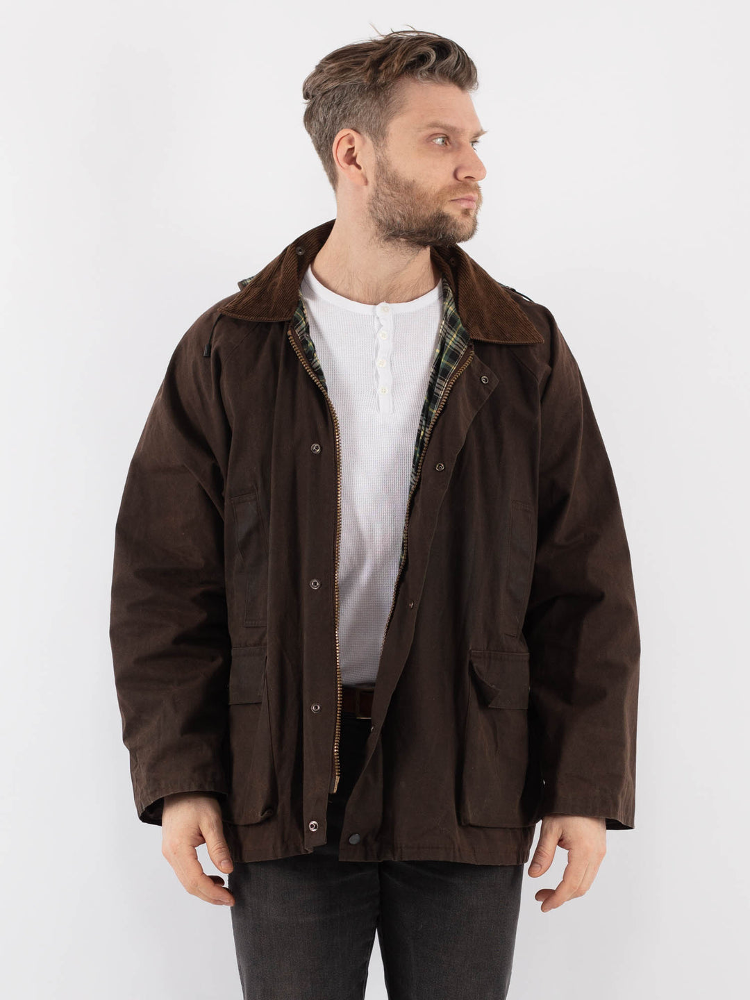 Vintage 90's Men Waxed Canvas in BrownZ883