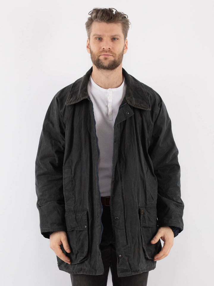 Vintage 90's Men Waxed Canvas Jacket in GreenZ886