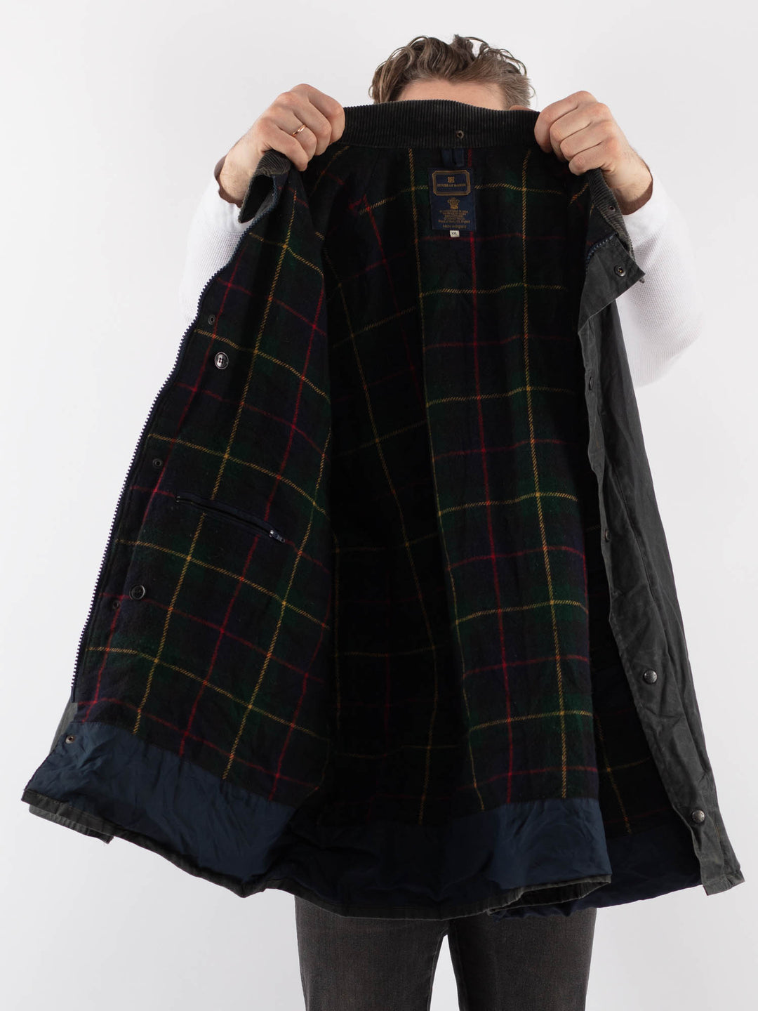 Vintage 90's Men Waxed Canvas Jacket in GreenZ886