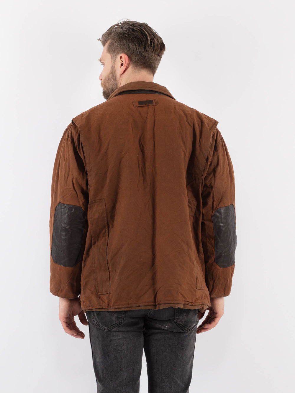 Vintage 90's Men Waxed Canvas Jacket in BrownZ923