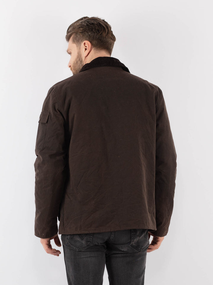 Vintage 90's Men Waxed Canvas Jacket in BrownZ887