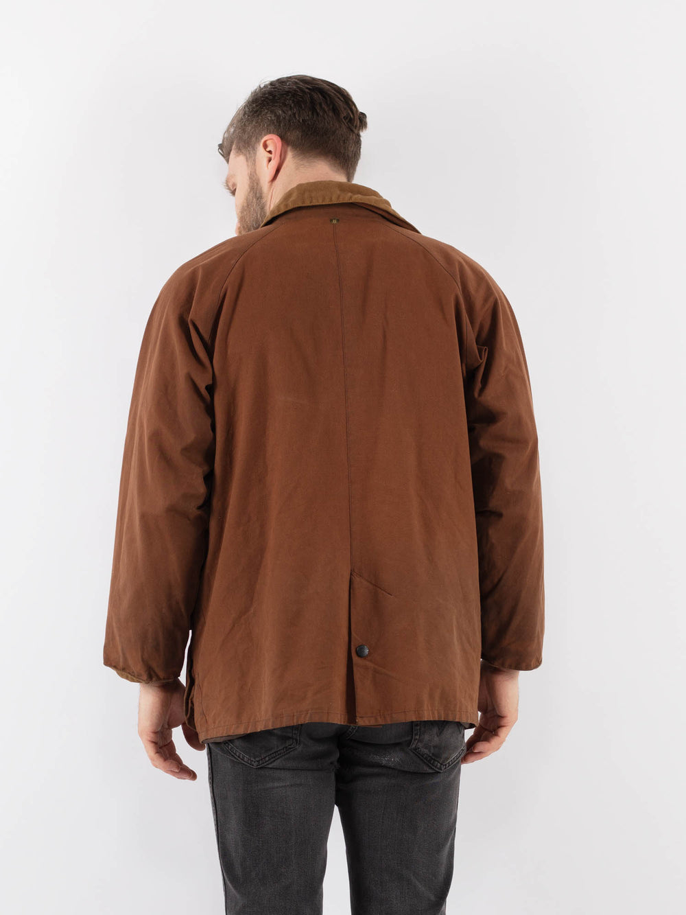 Vintage 90's Men Waxed Canvas Jacket in BrownZ924
