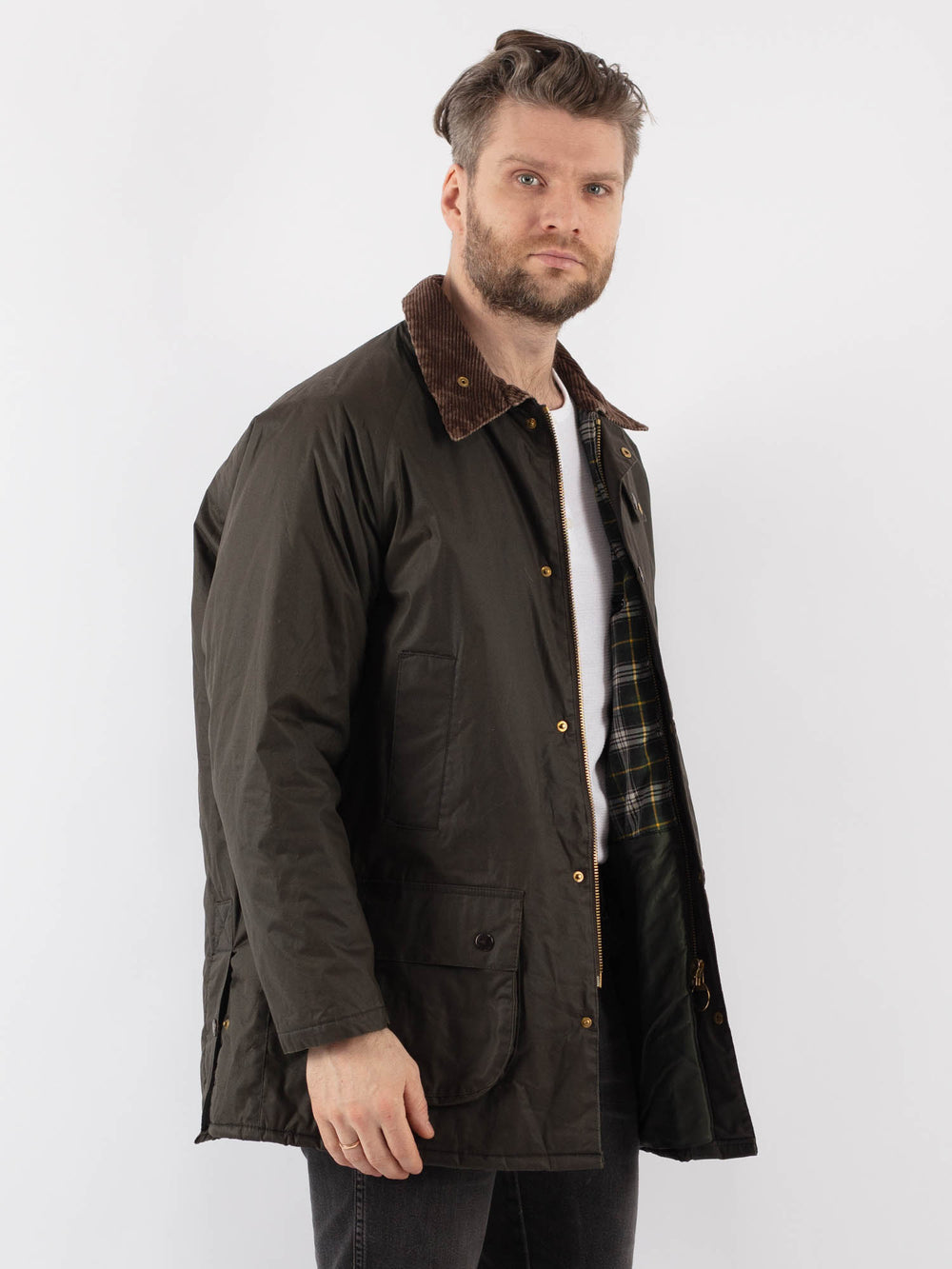 Vintage 90's Men Waxed Canvas Jacket in GreenZ892